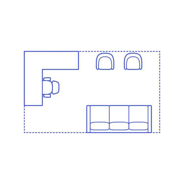 Layouts Private Offices L Shape Corner Lounge Line Art Illustration Svg Free Vectors